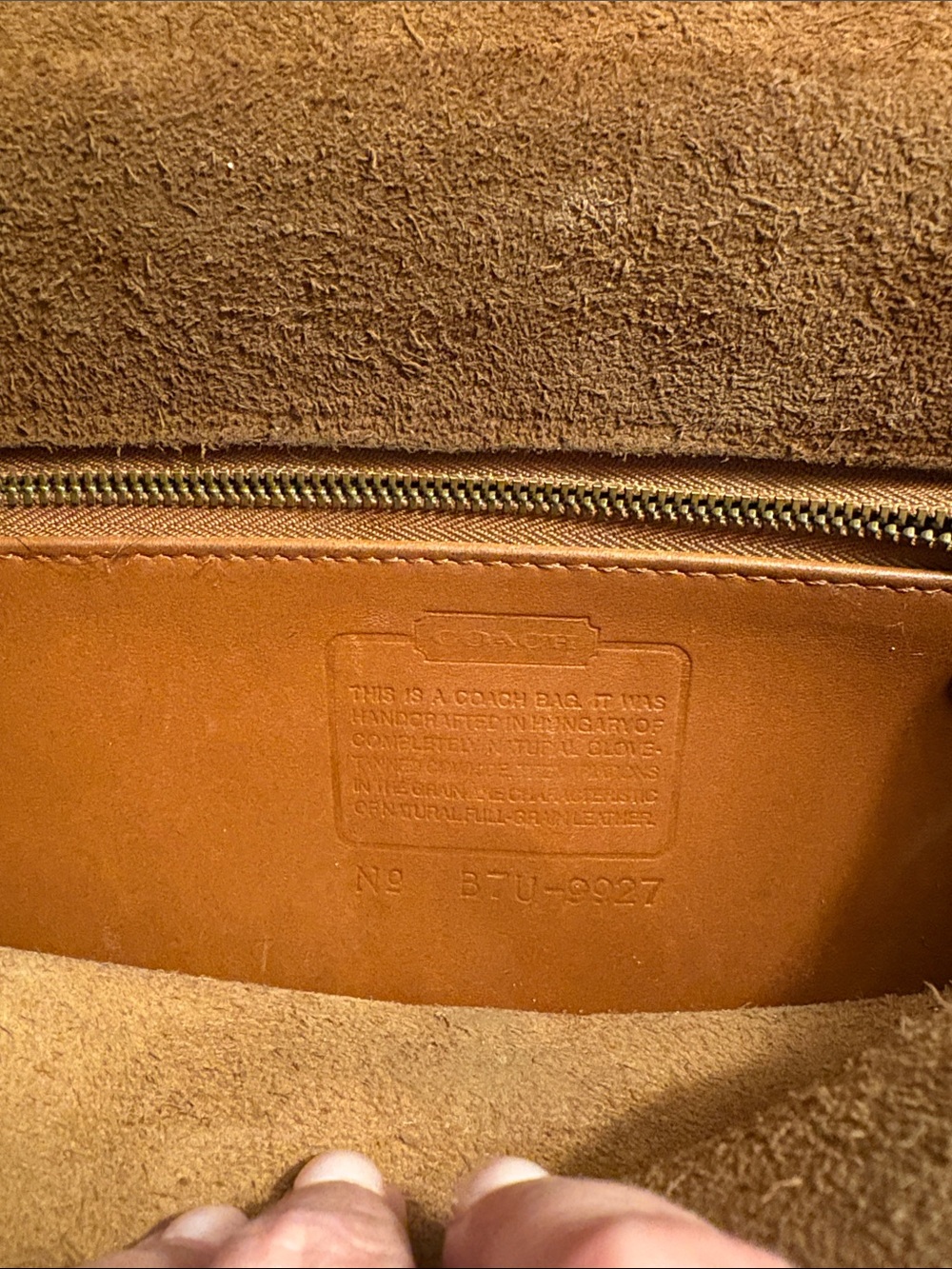 Coach Tan Leather Messenger with Zip Pocket